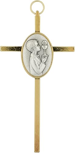 Cruz de pared metálica pequeña  4.5 pulgadas de alto  Gran regalo católico para bautismo, primera comunión y confirmación  Decoración cristiana para