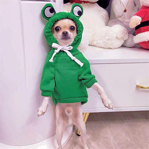 Dog Hoodie- Dog Basic Sweater Coat Cute Frog Shape Warm Jacket Pet Cold Weather Clothes Outfit Outerwear For Small Dogs Cats Puppy Small Animals（L） #TOP6