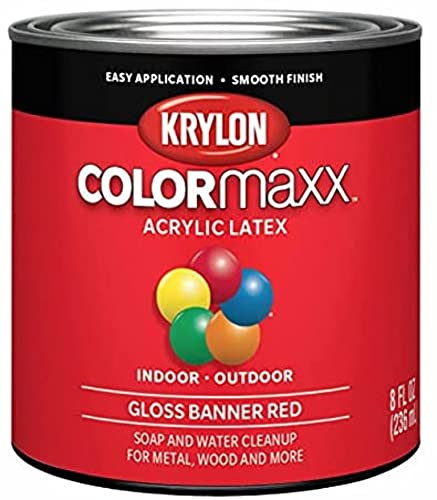 Image of Krylon K05616007 Colormaxx Brush On Paint, Quart, Banner Red