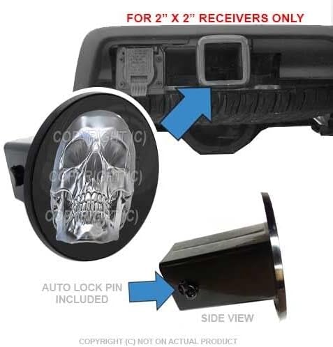 Custom Class 3 Tow Hitch Receiver 2" Insert Plug Truck & SUV - Chrome Skull F1 Style-9856-6777