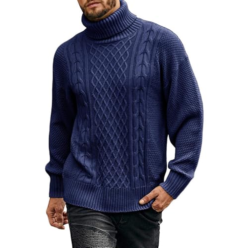 Men's Turtleneck Sweater Casual Long Sleeve Knit Pullovers Sweater