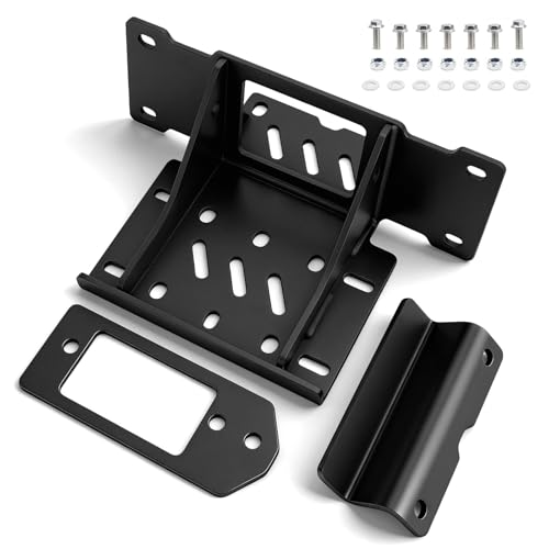 JERBOR Winch Mount Kit Fit for Kawasaki Ridge and Ridge XR 2024-2025 Steel Black Powder Coat Front Winch Mounting Plate with Hardware Kit