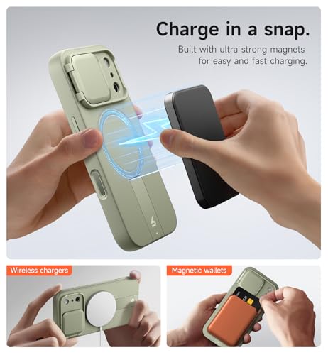 Image of SURITCH for iPhone 17 Pro Max Case with Camera Control Cover, Camera Cover and Adjustable Kickstand, Compatible with MagSafe, Shockproof Bumper Protective Cases 6.9 Inch, Green