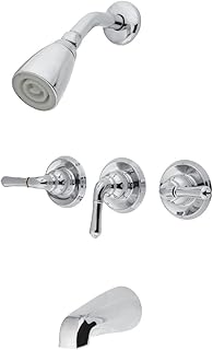 KINGSTON Brass KB231 Magellan Tub and Shower Faucet with 3-Magellan Handles, Polished Chrome, 5"