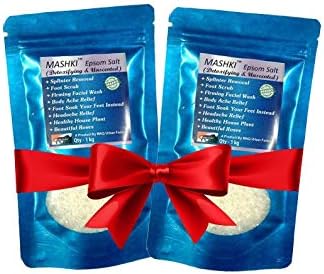 MASHKIEpsom Salt - Magnesium Sulphate For Relaxation Muscle Relief, Relives Aches & Pain For Bathing - 1 kg x 2 nos (2)