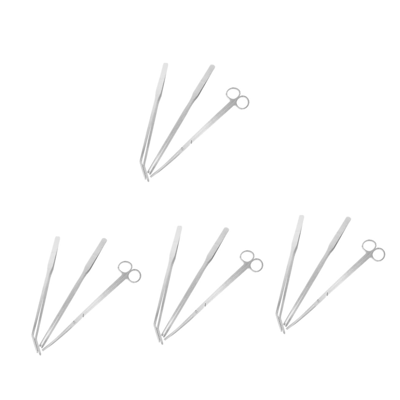 GALPADA 4 Sets Aquascaping Tools Stainless Steel Tweezers Scissors and Spatula Complete Cleaning Kit for Aquariums