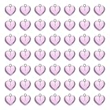 MECCANIXITY 50 Pcs Resin Heart Charm, Valentine Love Heart Pendants Candy Color Transparent Keychains Charm for DIY Jewelry Making Bracelet Necklace Earrings Party Decoration, Purple