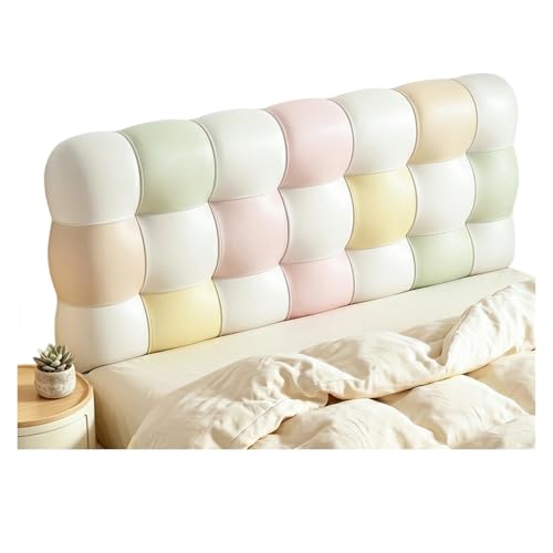XILYZMO Cabecero Cama Tapizado, Cojín Lectura Panel Pared, Respaldo Grueso Polipiel Sin Taladrar Adhesivo Decoración Dormitorio(D,135x60x10cm)
