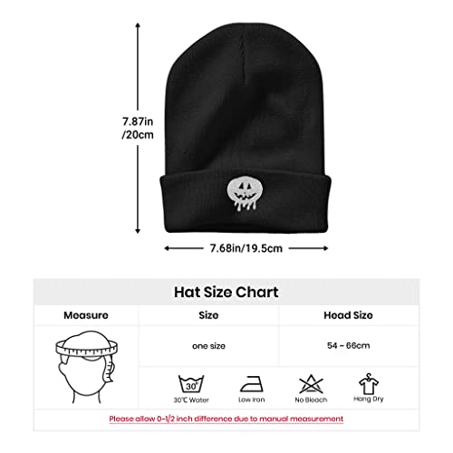 Image of Embroidery Goth Beanie Knit Hats for Men & Women, Embroidery Winter Hats Skull Cap