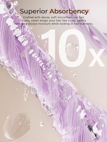 Image of Hicober Microfiber Hair Towel,2Packs Super Absorbent Quick Dry Hair Towel Turban Soft Wrap for Women,Hair Care Accessories Wet Hair(Purple,Grey)