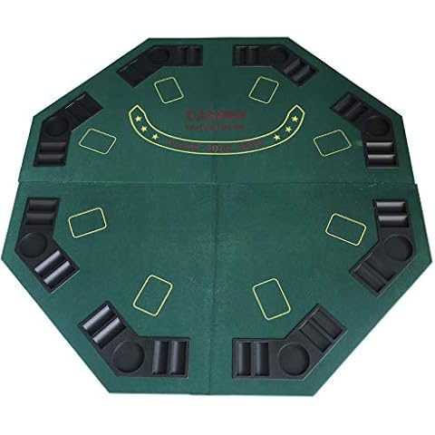 HAN'S DELTA 48" Octagon Folding Poker Table Top, 8 Player Casino Texas Hold'em Poker Layout with Carrying Case Cover