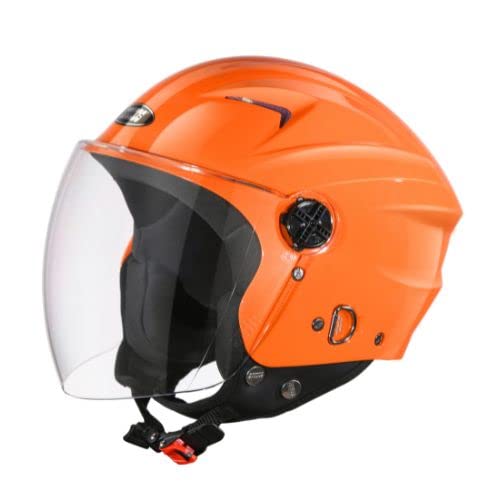 Image of STUDDS RAY Super STUDDS RAY ISI Certified Open FACE Helmet for Men and Women with D - Ring Lock (Vibrant Orange L)