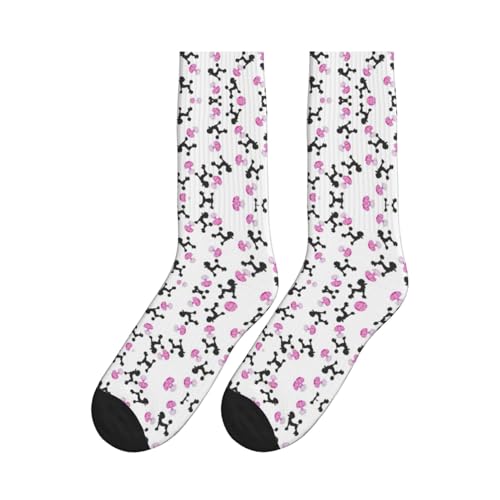Girly Pink Perfume Bottle And Poodle Crew Socks Moisture Wicking Sport Socks Breathable Training Athletic Socks Unisex4