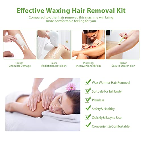 Depilatory Wax Bear Roll On Kit For Sensitive Skin, Soft Wax Heater With 2 Cartridge Refill,10 Wipes And 100 Pcs Wax Strips #TOP3