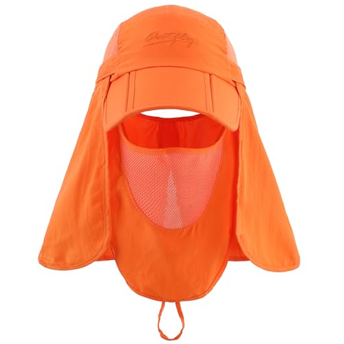 Image of Connectyle Men's Foldable Baseball Sun Cap with Removable Face Mask Neck Flap Cover UPF 50+ Sun Protection Fishing Hiking Hat