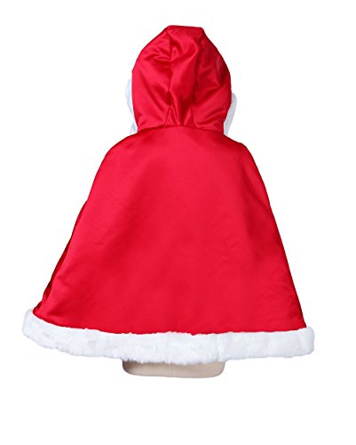 Beautelicate Wedding Cape Hooded Cloak For Bride Winter Reversible With Fur Trim Free Hand Muff Hip-Length Apple Red #TOP3