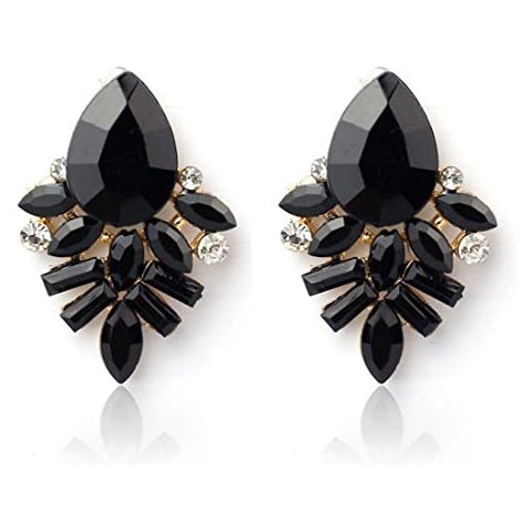 Bestpriceam Fashion Women Lady Rhinestone Crystal Drop Alloy Ear Studs Earrings (Black) Cover