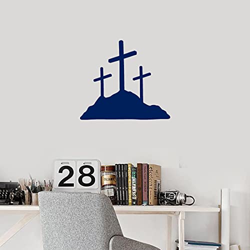 Image of Calvary Crosses Christian Jesus (Navy Blue) (Set Of 2) Premium Waterproof Vinyl Decal Stickers For Laptop Phone Accessory Helmet Car Window Bumper Mug Tuber Cup Door Wall Decoration