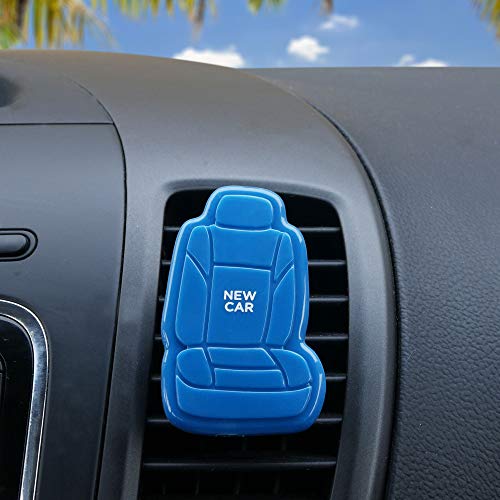 Image of FH Group FH1017BLUE New Car 3D Scented Blue Air Freshener 1-Pack Clip-On Non-Toxic, Plastic Alcohol-Free Fragrance Oil Car Seat Shape Long Lasting for Cars, Trucks, SUVs, Closets, Small Spaces, etc.