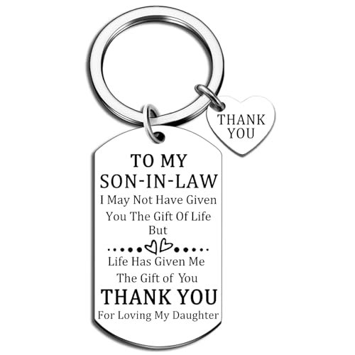 Aisity Son In Law Gifts Thank You Key Chains for Men Adults Son In Law Birthday Christmas...