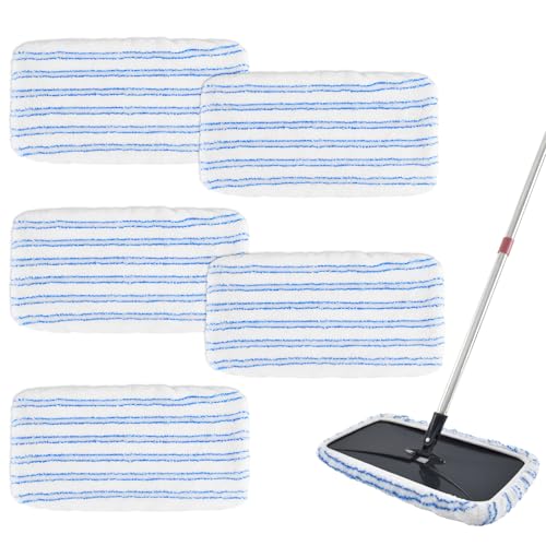 5 Pack Mop Heads Replacements for Ocedar Hardwood Floor N More Microfiber Mops Terry Cloth Mops Refills 15 x 8 Flat Dust Mop Pads for O Cedar mop Washable&Reusable Mopping Pads (Handle Not Included)