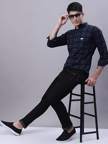 Image of Majestic Man Men Small Checkered Slim Fit Cotton Casual Shirt