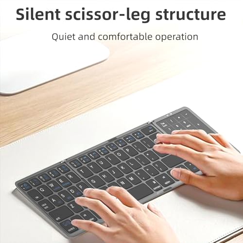 Clavier Bluetooth pliable avec pavé tactile gris à 3 connexions USB-C - 5