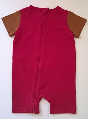 Terrible 2's No More Unwanted Undressing! One-Piece Bear Romper with a Back Zipper in Pink/Brown2
