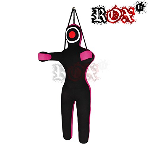 Grappling Dummy by ROX Fit MMA Punching Bag MMA Dummy - Hanging Style - Hands Front Black Pink (3 Foot (36