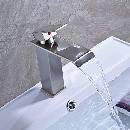 Mitigeur d'évier en laiton doré au design carré cascade haut de gamme