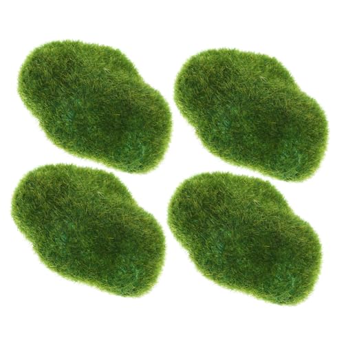 Operitacx Rtificial Moss Rocks Decorative Set 4 Pcs Faux Moss Stones for Indoor/Outdoor Garden DIY Micro Landscape Moss Dec