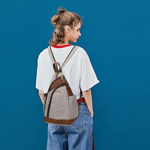 Image of Canvas Sling Bag - Crossbody Backpack Shoulder Daypack Rucksack for Men Women Outdoor Cycling Hiking Travel