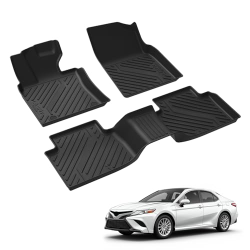 Image of LASFIT Floor Mats for Toyota Camry 2018-2024 (Only Fit Hybrid), Custom Fit TPE All Weather Floor Liners for Camry 2018 2019 2020 2021 2022 2023 2024 1st & 2nd Row Car Mats, Black