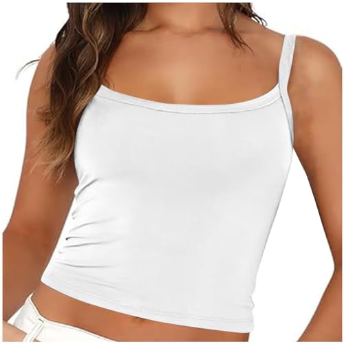 Camiseta de tirantes para mujer, sexy, sin mangas, Y2K, camiseta de tirantes para verano, monocolor, con tirantes, básica, ajustada, blusa, camiseta interior, camiseta de tirantes, camiseta de