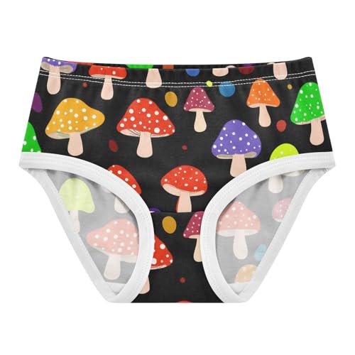 Whimsical Colorful Mushrooms Black Panties for Girl Toddler Girls Underwear Cotton Fancy Underpants Briefs 2t