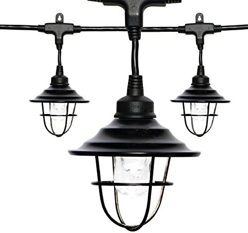 Enbrighten Classic LED Café String Lights with Oil-Rubbed Bronze Lens Shade, Black, 36ft, 18 Impact Resistant Lifetime Bulbs, Premium, Shatterproof, Weatherproof, Indoor/Outdoor, UL Listed, 43363