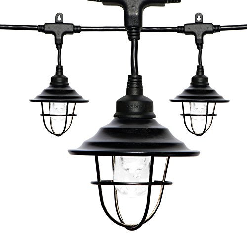 Enbrighten Classic Led Café Lights With Oil-Rubbed Bronze Lens Shade, Outdoor String Lights, Black, 48Ft, 24 Impact Resistant Lifetime Bulbs, Premium, Shatterproof, Weatherproof, Indoor/Outdoor, 43365 #TOP4