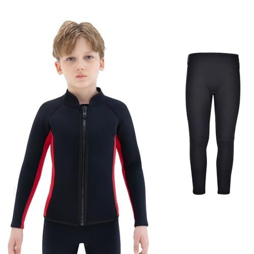 Chaqueta y Pantalones de Neopreno para Niños de 3mm, Traje de Agua para Natación, Surf, Buceo y Snorkel para Niños y Jóvenes (Tops 6, Pantalones 6) miniatura 1