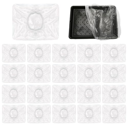 20 Pcs Paints Pan Liner Transparent Disposable Paint Tray Liners Elastic Painting Trays Liner Roller for Professional DIY Wall Painting