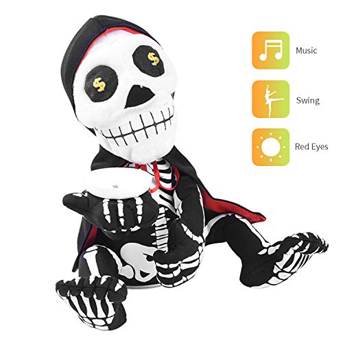 Hylotele Juguetes de Halloween para niños Swing Ghost con música Red Eyes Scary Beggar Creepy Coin Piggy Bank Adorno de Fantasma Decoración Interior al Aire Libre Fiesta d
