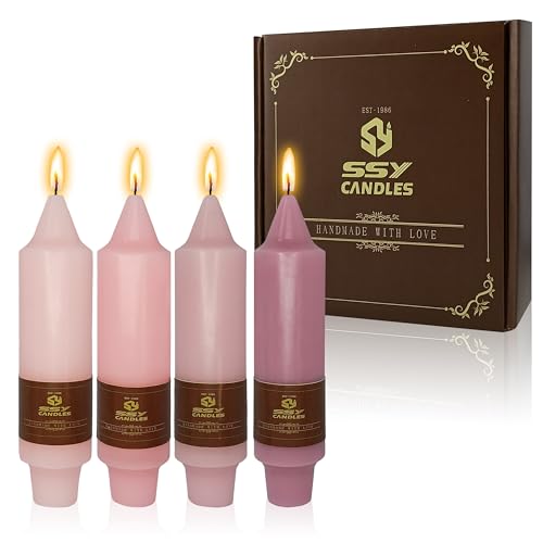 4 PCS Taper Candles Gradient Pink Taper Candlesticks 5 inch Short Candle Sticks for Dinner Household Wedding Party Home Décor Candlesticks