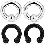 Ocptiy PA Piercing Jewelry - Silver 8g Earring, Large Septum Ring, Thick Earring, Captive Bead Ring, Circular Barbell - 316L Surgical Steel, Internally Threaded, 8G, 12mm