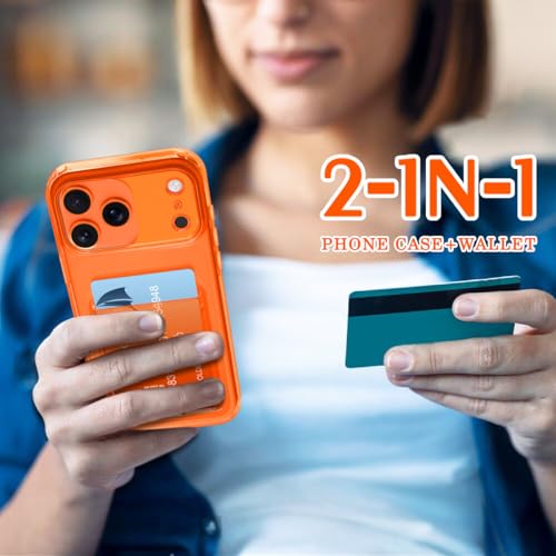 Petocase for iPhone 17 Pro Wallet Case Card Holder Slot Ultra Slim Fit Flexible TPU Gel Rubber Soft Skin Silicone Protective Phone Case Cover for Apple iPhone 17 Pro 6.3 inch Clear Orange by Petocase - Image 5