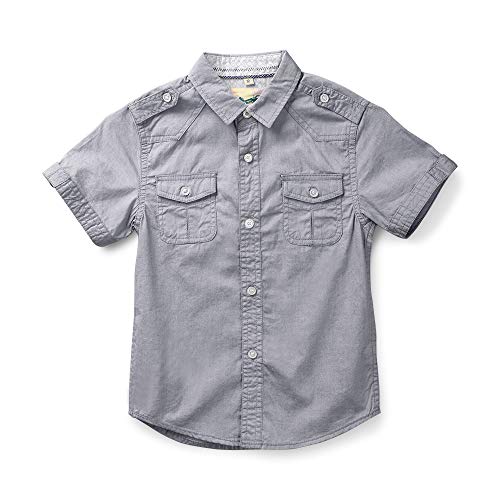Boys Mens Short Sleeve Button Down Shirt Casual Cotton Collared Dress Top Two Pocket 12Months-XXL