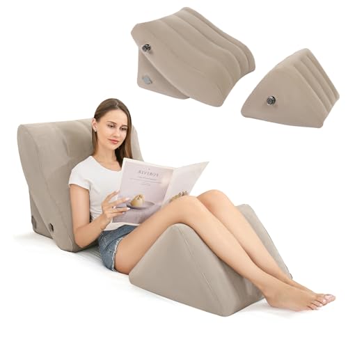 Toggloo Inflatable Wedge Pillow Set, Inflatable Bed Wedge Pillow for Sleeping, Travel Wedge, Adjustable Sitting Pillows for Back, Leg Pain Relief, GERD, Acid Reflux & Anti Snoring by Toggloo - Used condition - US$37.97