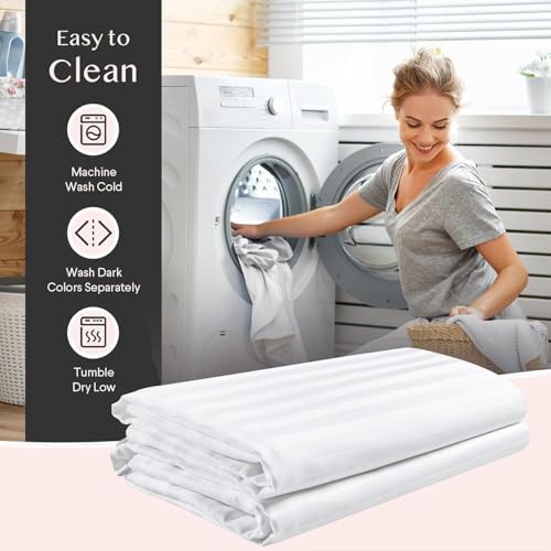 Image of Toddler Travel Stripes Pillowcases 12 x 16 Inches - 2 Piece - Zipper Closure 100% Egyptian Cotton 400 Thread Count Soft & Breathable Travel Pillowcases Wrinkle & Fade Resistant - White