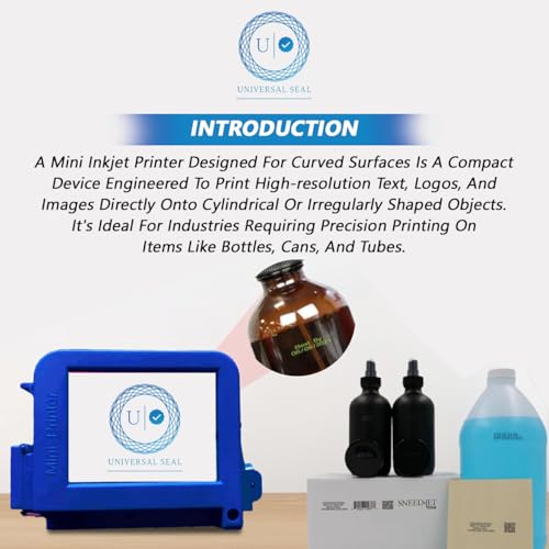 Image of Mini Handheld Thermal Inkjet Printer | Portable Batch Coding & Date Printing Machine with Touch Screen | Black Solvent Ink Cartridge for Packaging & Industrial Use