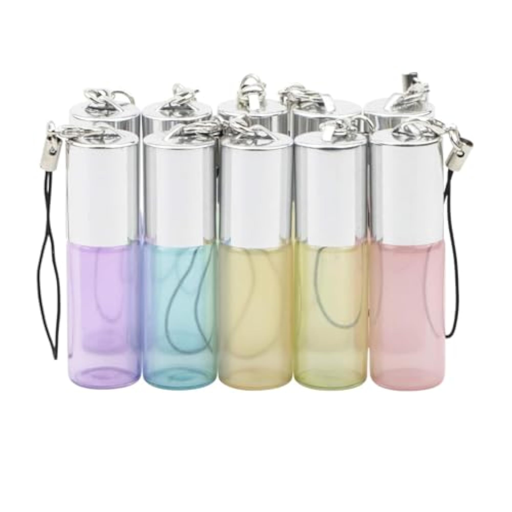 10 Pack 5ml Glass Roller Bottles with Keychain