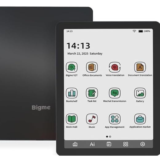 Bigme B6 Color eReader with 2GB+32GB, 6 Inches Colour Eink eBook Readers Android E-Readers Digital ePaper Tablet with Octa-Core CPU, Android 14, Adjustable Front Light E-Ink eReader Black