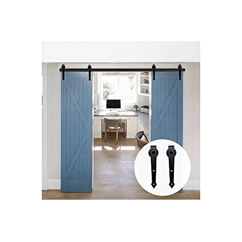 LWZH 13FT/396cm Sliding Barn Door Hardware Sliding Door Kit Barn Door Kit for Double Door Cover